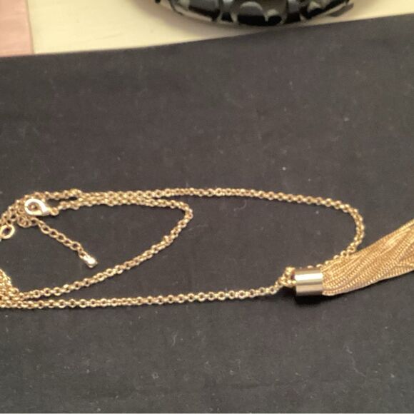 Goldtone Adjustable Link and Tassel Necklace - Picture 4 of 4